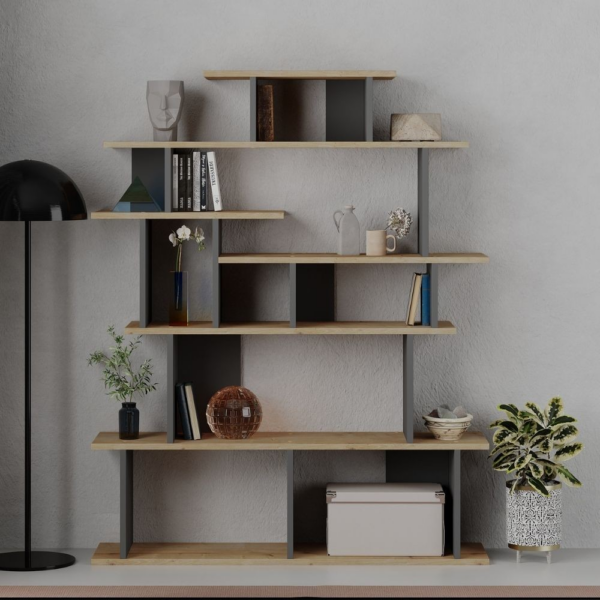 Libreria design Apollon rovere e antracite - immagine 3