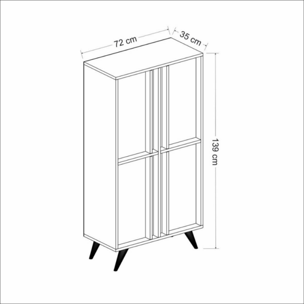 Credenza alta Rilla 4 ante antracite noce 72x139 - immagine 5