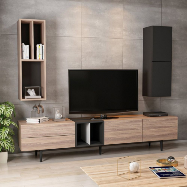 Parete attrezzata Diany 195 rovere antracite - immagine 2