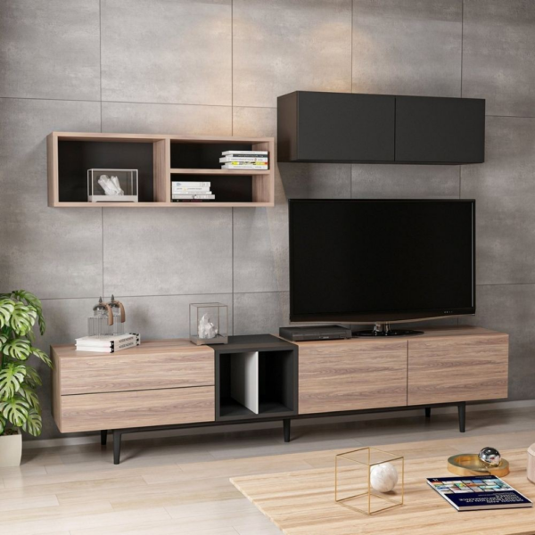 Parete attrezzata Diany 195 rovere antracite - immagine 3