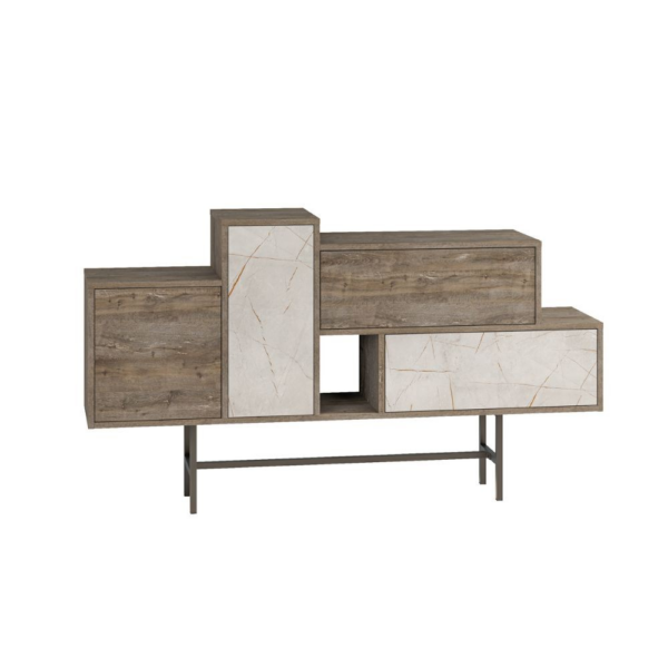 Madia Hermes colore dark coffee con ante e cassetti effetto marmo 160 cm - immagine 4