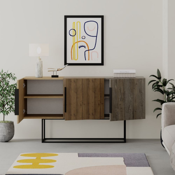 Madia Tontini 3 ante colore rovere noce e dark coffe 150 cm - immagine 2