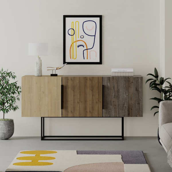 Madia Tontini 3 ante colore rovere noce e dark coffe 150 cm - immagine 3