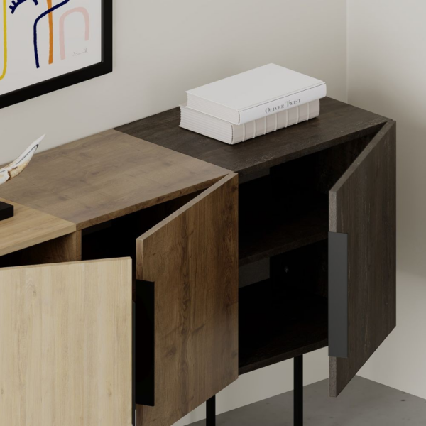 Madia Tontini 3 ante colore rovere noce e dark coffe 150 cm - immagine 4