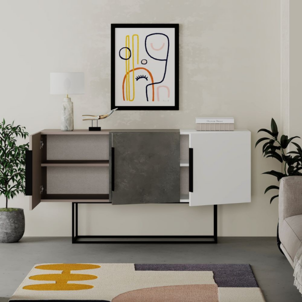 Madia Tontini 3 ante colore tortora cemento bianco 150 cm - immagine 3