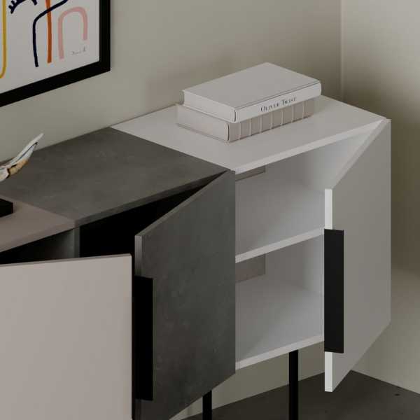 Madia Tontini 3 ante colore tortora cemento bianco 150 cm - immagine 4