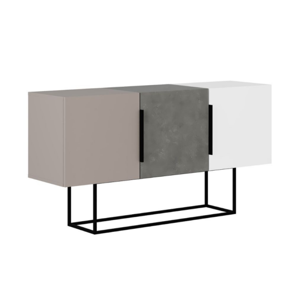 Madia Tontini 3 ante colore tortora cemento bianco 150 cm - immagine 6