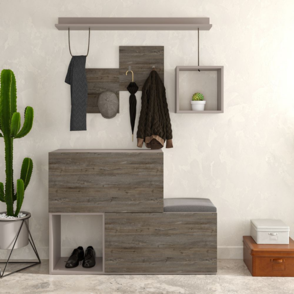 Mobile ingresso scarpiera Holdon colore tortora dark coffee - immagine 2