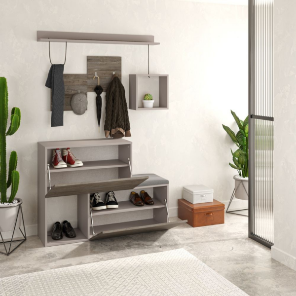 Mobile ingresso scarpiera Holdon colore tortora dark coffee - immagine 3