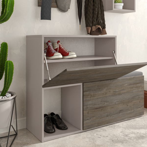 Mobile ingresso scarpiera Holdon colore tortora dark coffee - immagine 4