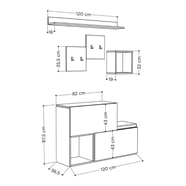 Mobile ingresso scarpiera Holdon colore tortora dark coffee - immagine 6