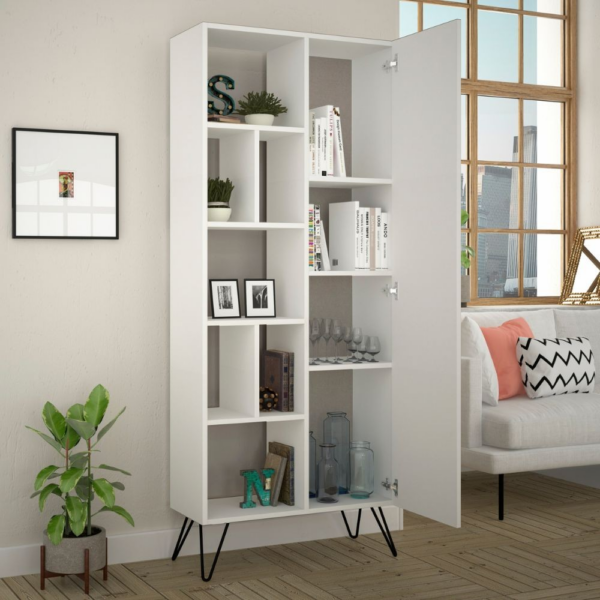 Libreria con anta Jedda colore bianco 80,6x191 - immagine 2
