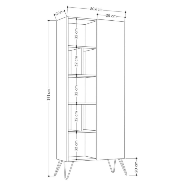 Libreria con anta Jedda colore bianco 80,6x191 - immagine 4