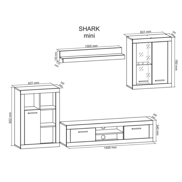 Soggiorno Shark mini rovere sonoma e bianco 227 - immagine 3