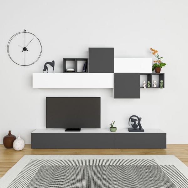 Parete attrezzata Tromen 260 cm. bianco antracite MTV234474 - immagine 2