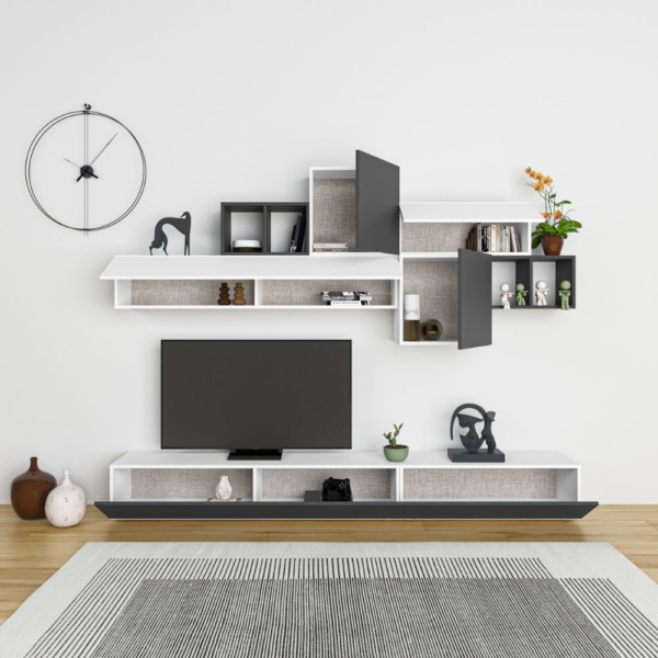 Parete attrezzata Tromen 260 cm. bianco antracite MTV234474 - immagine 3