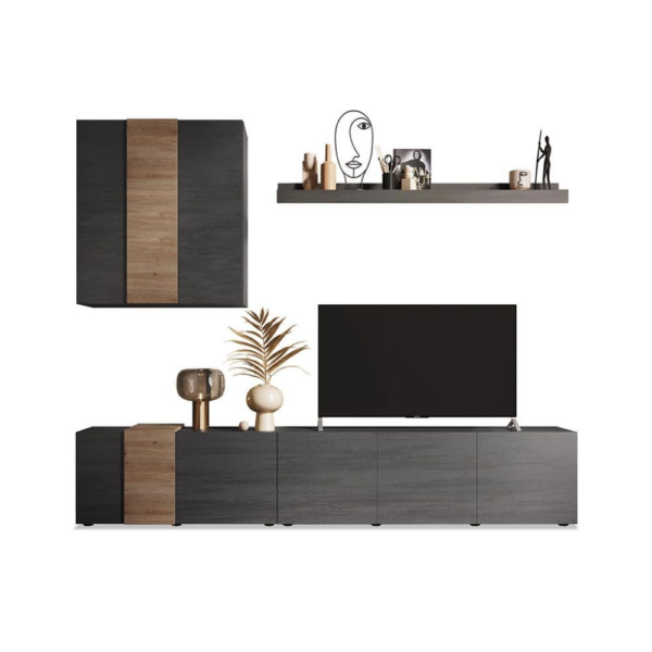 Parete attrezzata Sabry 301 cm titanio rovere Kadiz - immagine 3