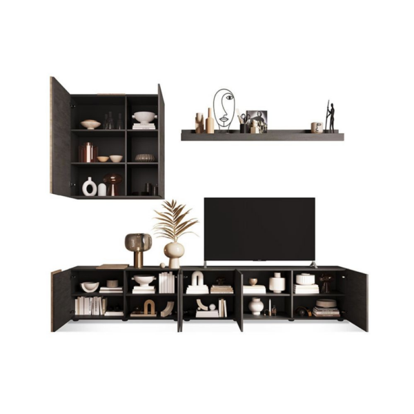 Parete attrezzata Sabry 301 cm titanio rovere Kadiz - immagine 4