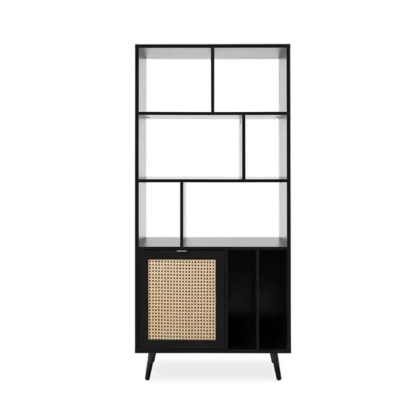 Libreria Vienna20A nera con frontali effetto vimini - immagine 4