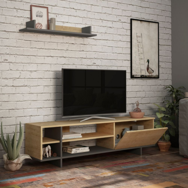 Mobile porta TV Stockton rovere antracite - immagine 2