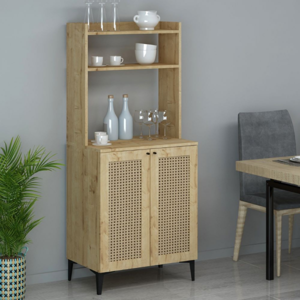 Credenza alta Zanne 2 ante e vani a giorno rovere - immagine 3