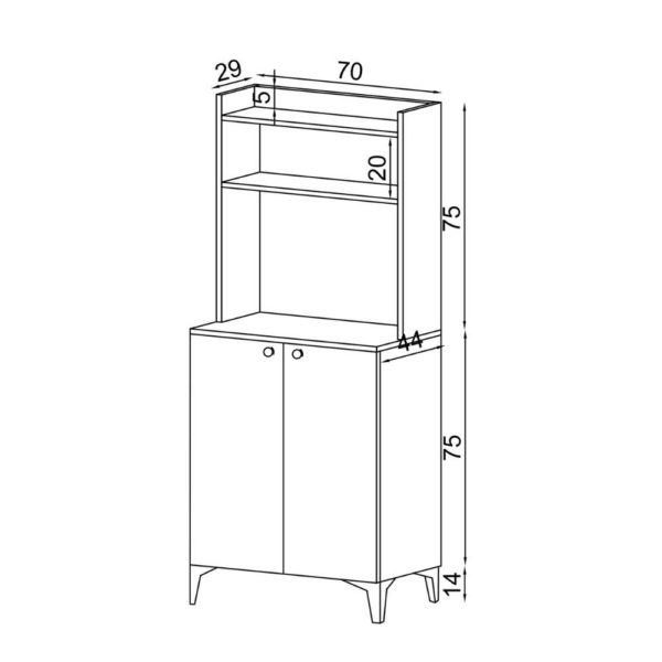 Credenza alta Zanne 2 ante e vani a giorno rovere - immagine 4