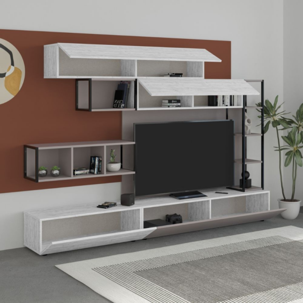 Parete attrezzata Tronador 260 cm. light mocha e ancient white MTV234464 - immagine 2
