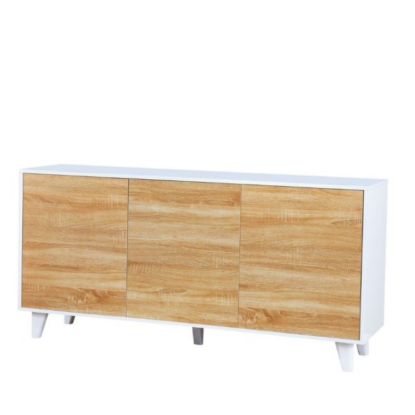 Madia Moran struttura colore bianco effetto lucido con 3 ante colore rovere - immagine 2