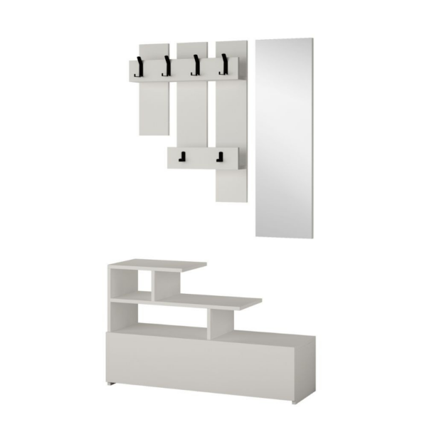 Mobile ingresso Vesty bianco con scarpiera e specchio - immagine 3