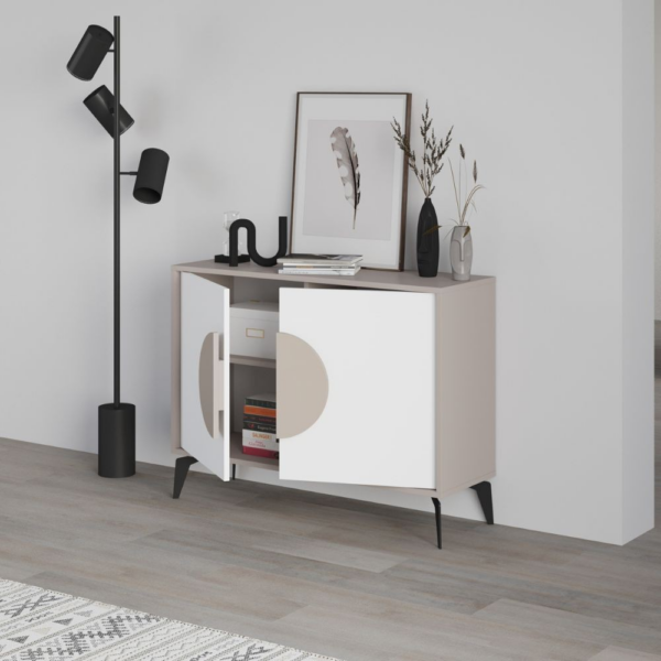 Madia Gora 110 cm struttura colore light mocha e ante colore bianco - immagine 3
