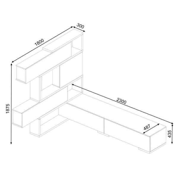 Parete attrezzata 8016 reversibile struttura rovere e frontali bianchi - immagine 4